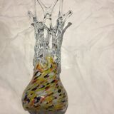 Openwork blown glass vase