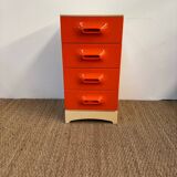 Commode à tiroir Prisunic orange 1970