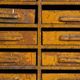 Industrial drawer unit in pine and iron – Central Europe, circa 1950
