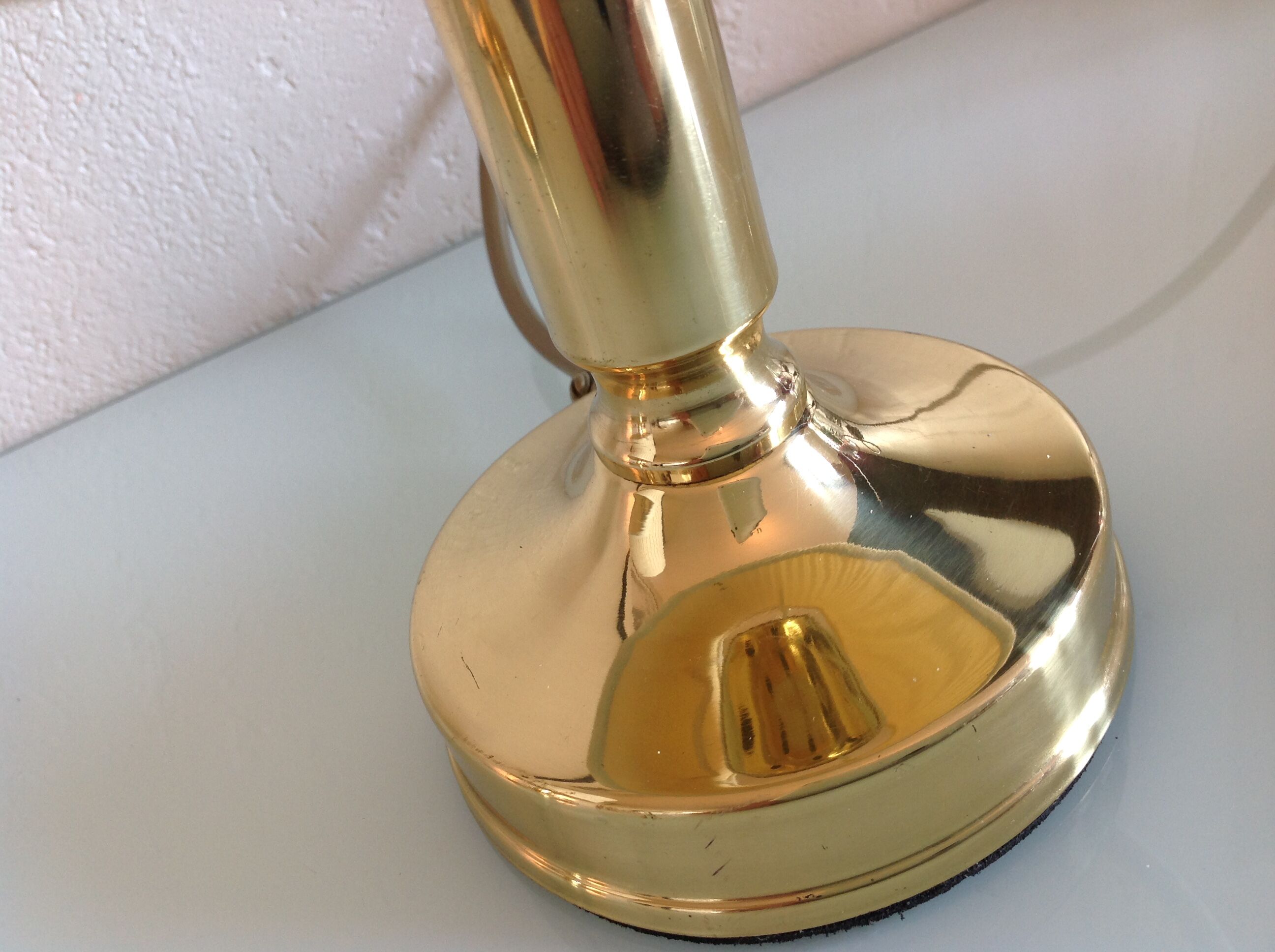 Pair of bedside lamps in golden metal and lampshade creme / vintage years 60-70