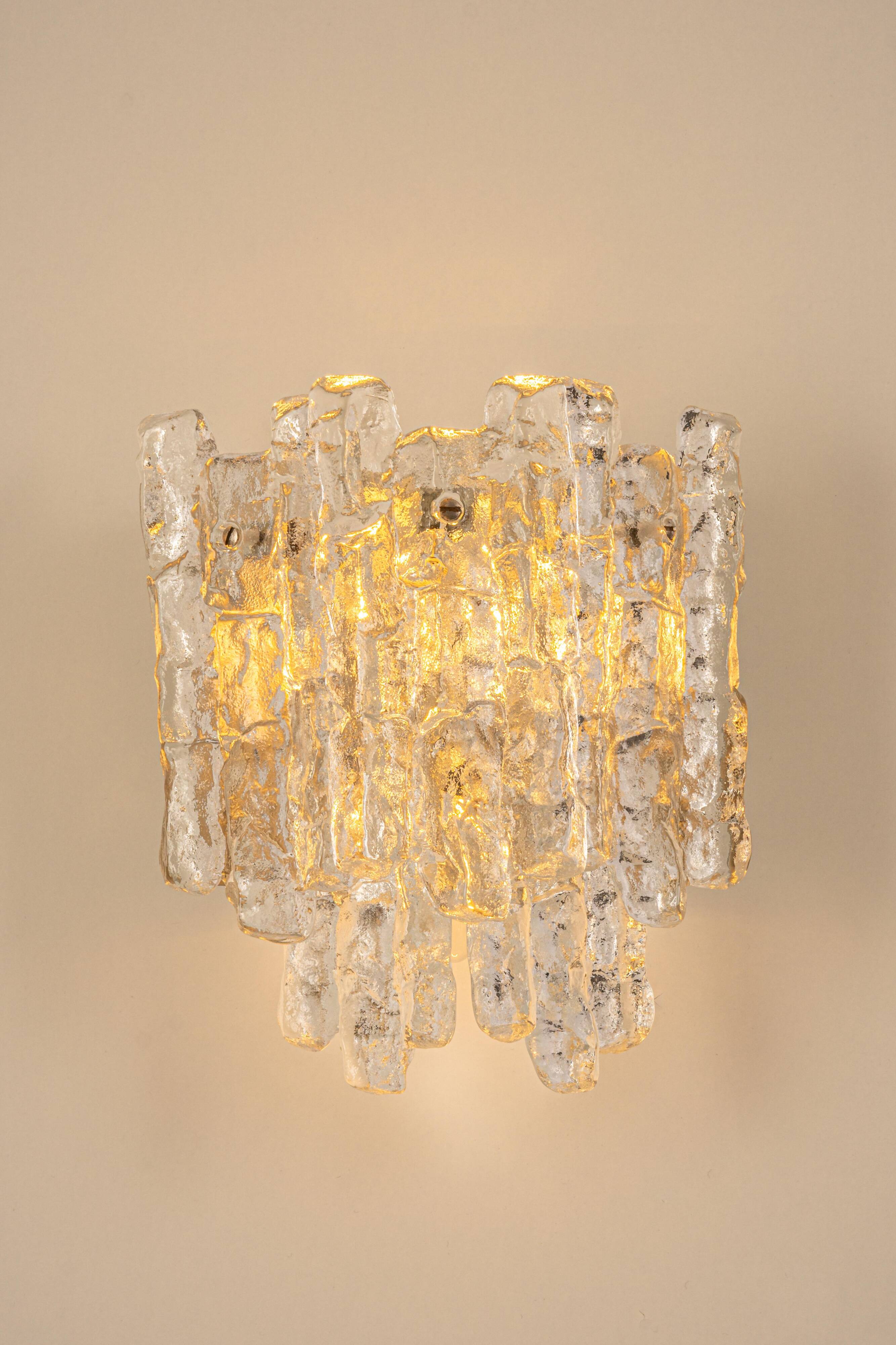 Pair of large Kalmar Murano wall sconces, Austria, 1960s.