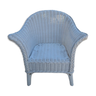 Child armchair in wicker and rattan white