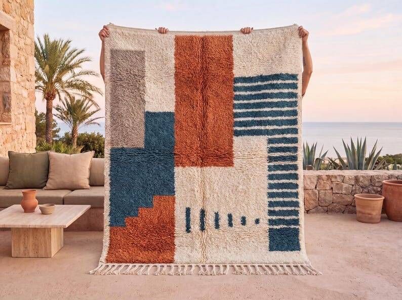 Magnificent authentic traditional Berber rug handmade 150/250 cm.