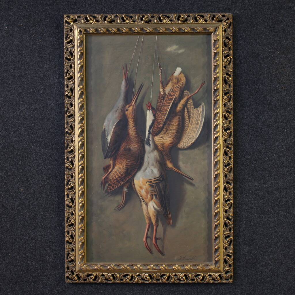 Peinture italienne du XXe siècle, nature morte avec gibier.