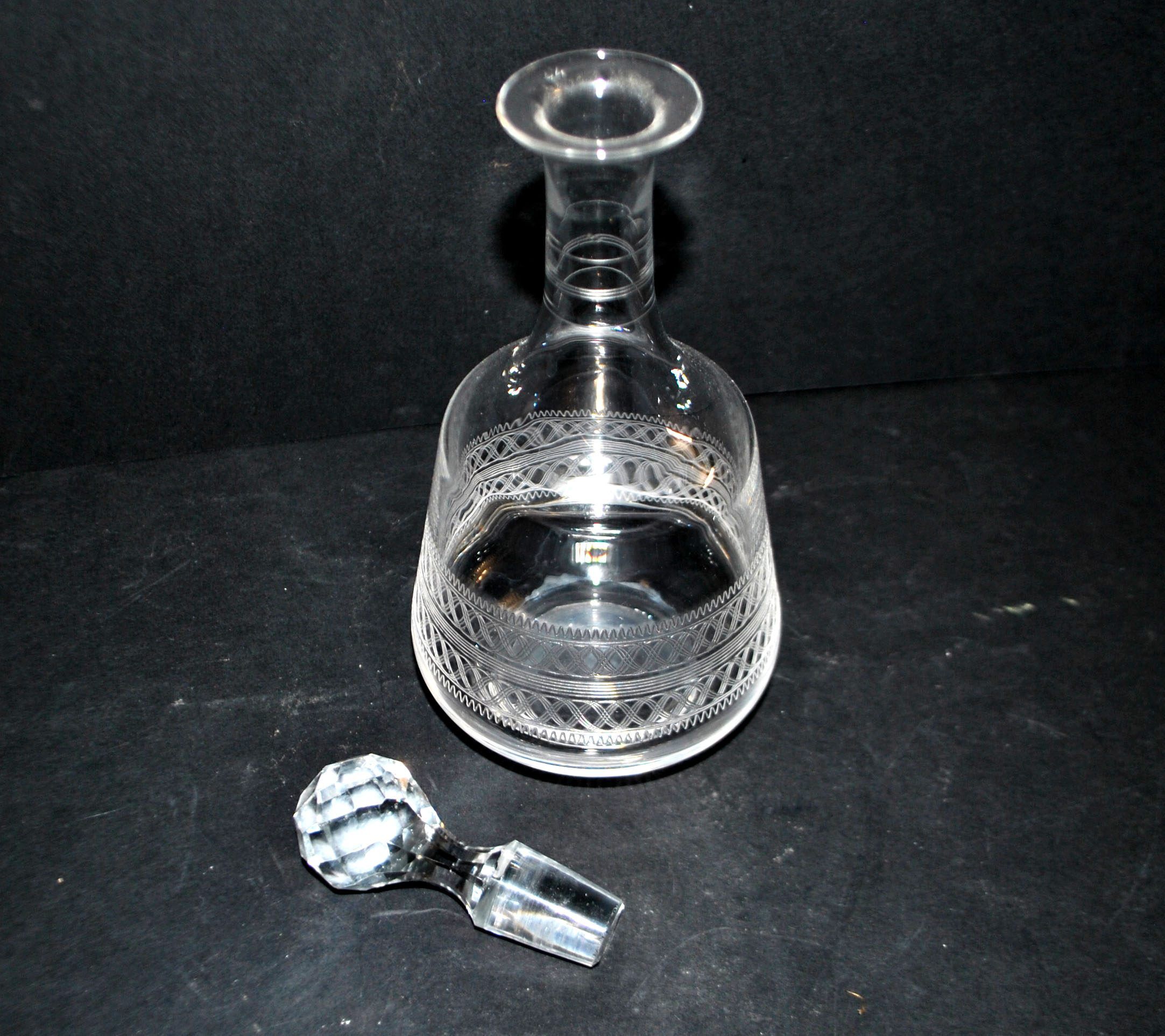 Baccarat carafe orange blossom water in crystal with guilloché decoration 1900