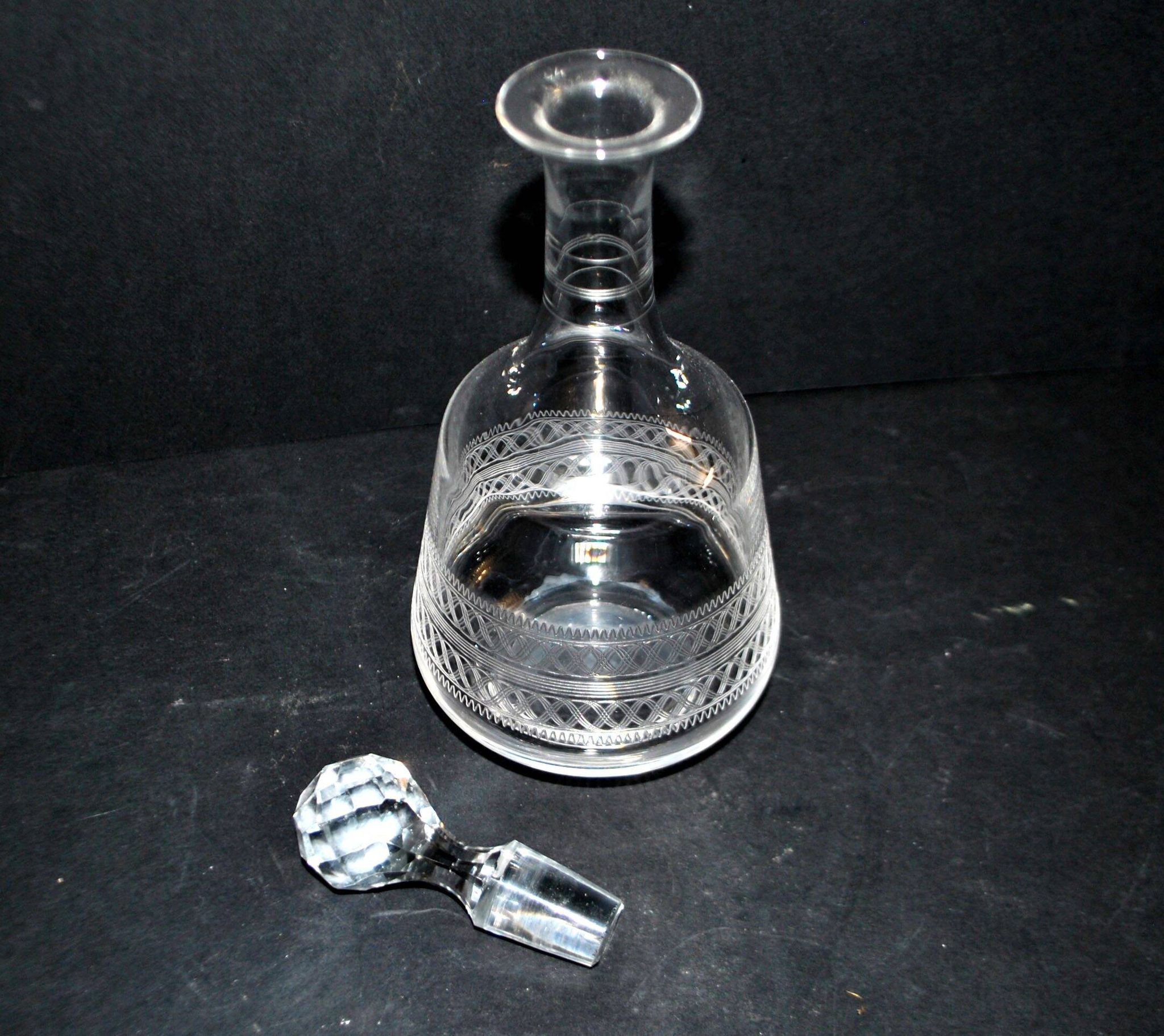 Baccarat carafe orange blossom water in crystal with guilloché decoration 1900