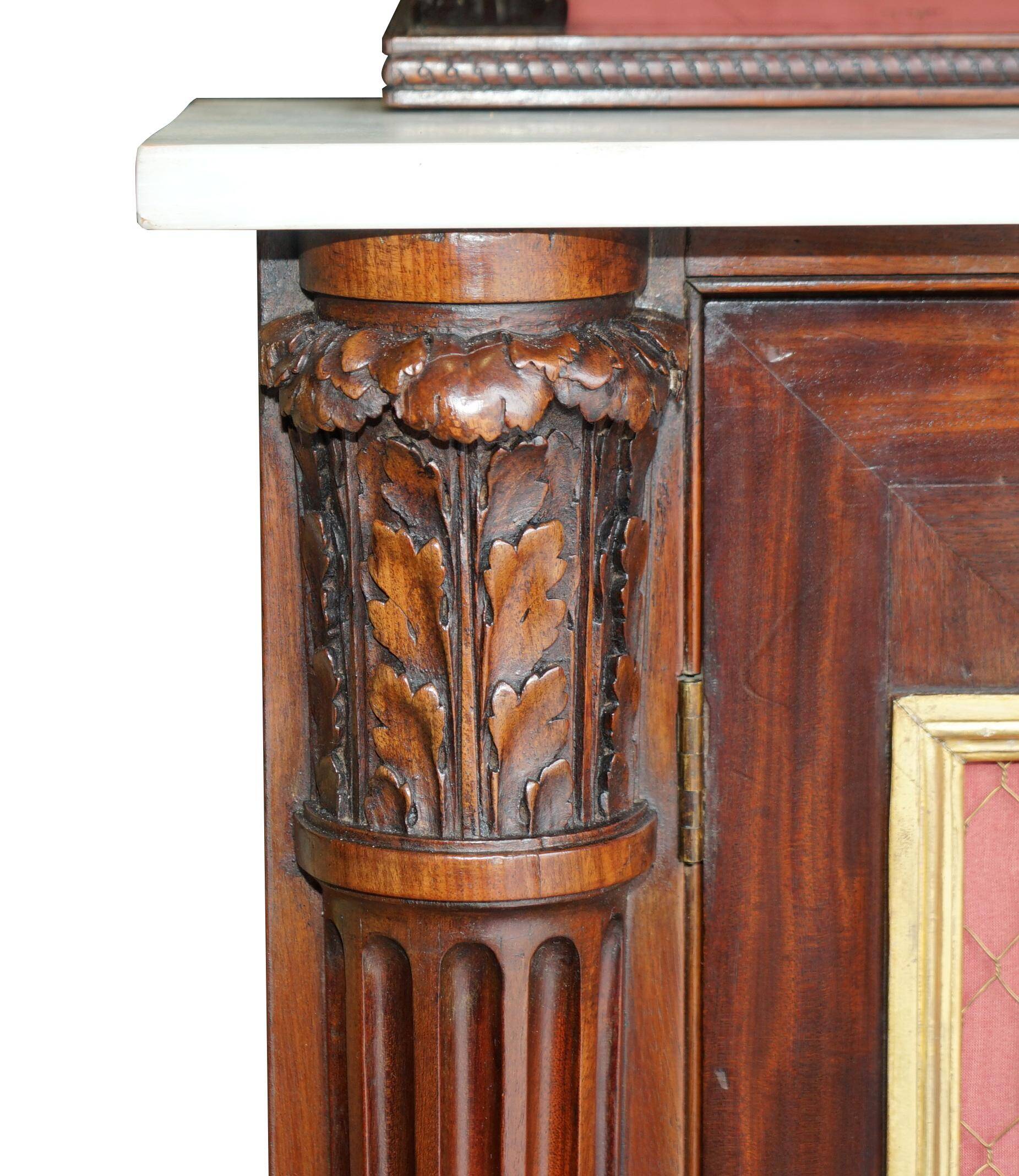 Monumental antique buffet in rosewood Regency with Italian marble.