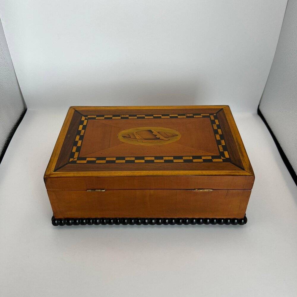 Antique Historicism Box with Birch Inlay, Germany, 1880