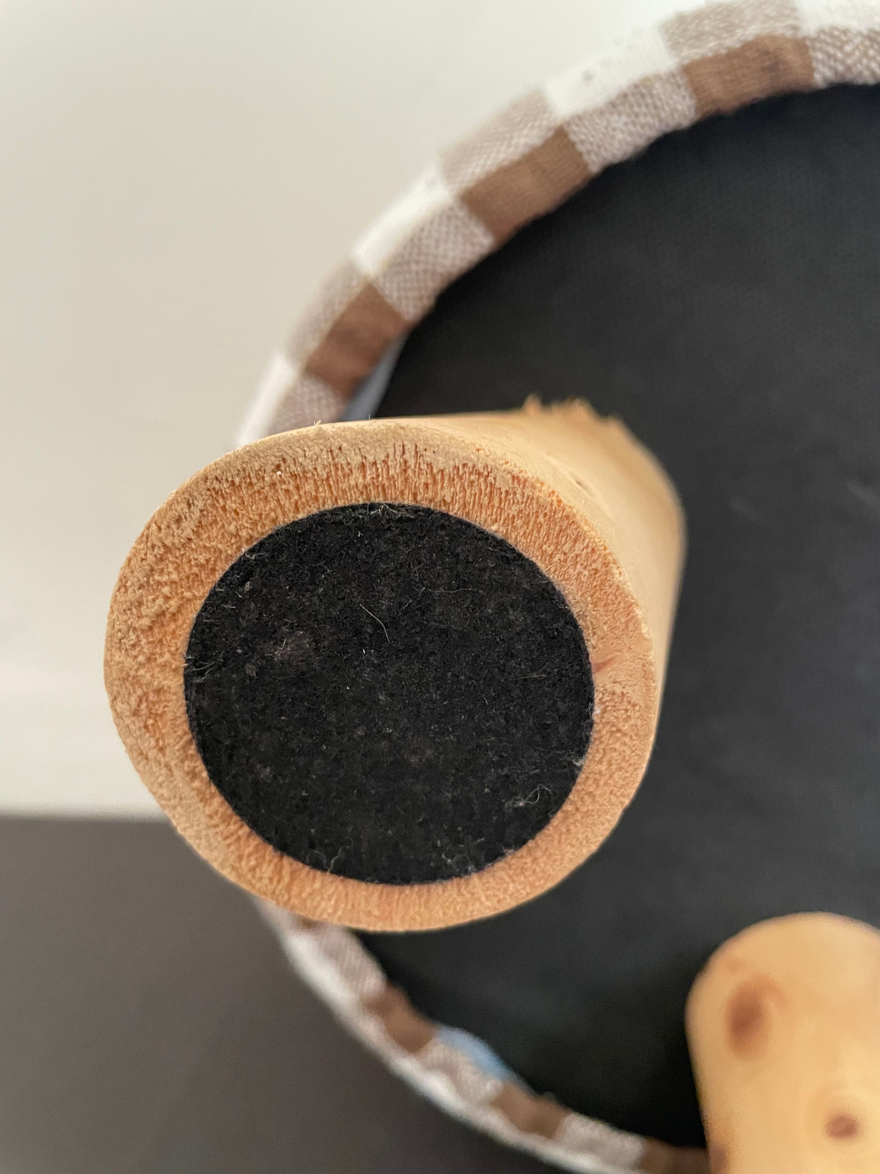 Children's pouf in Vichy chocolate fabric H28 X L 24
