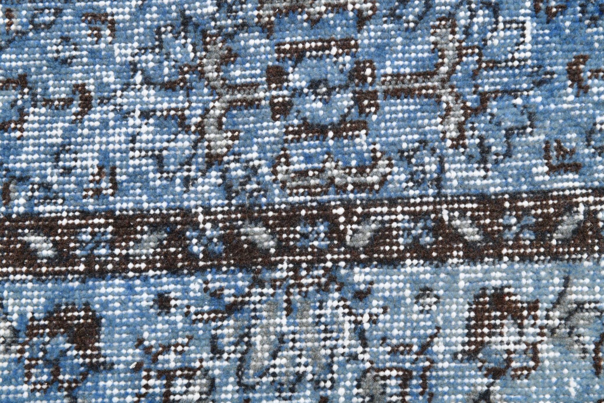3x7 Blue Vintage Runner Rug, Handmade Wool Rug, Turkish Runner, 78x218Cm