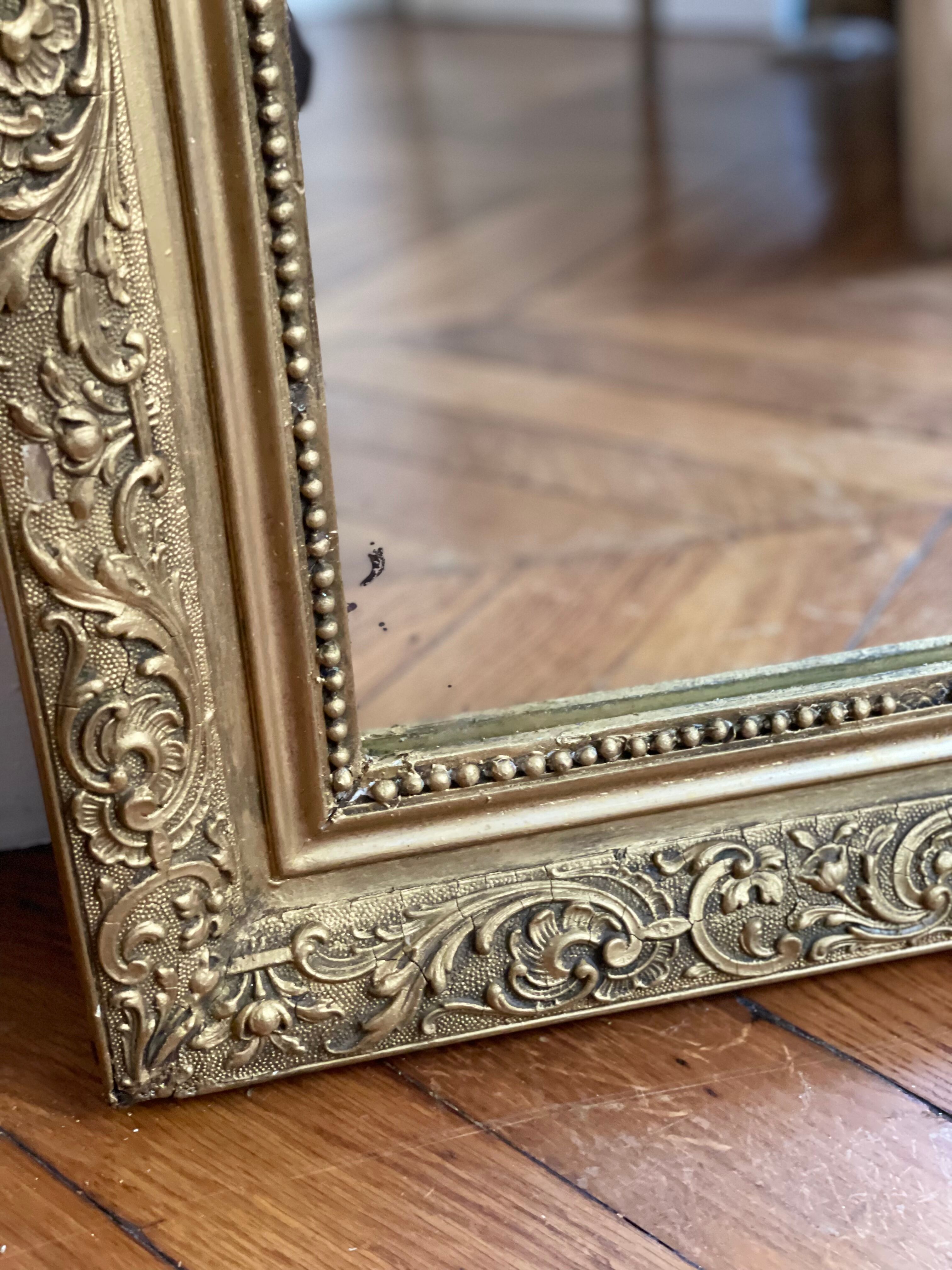 Old mirror louis Philippe gilded carved fireplace