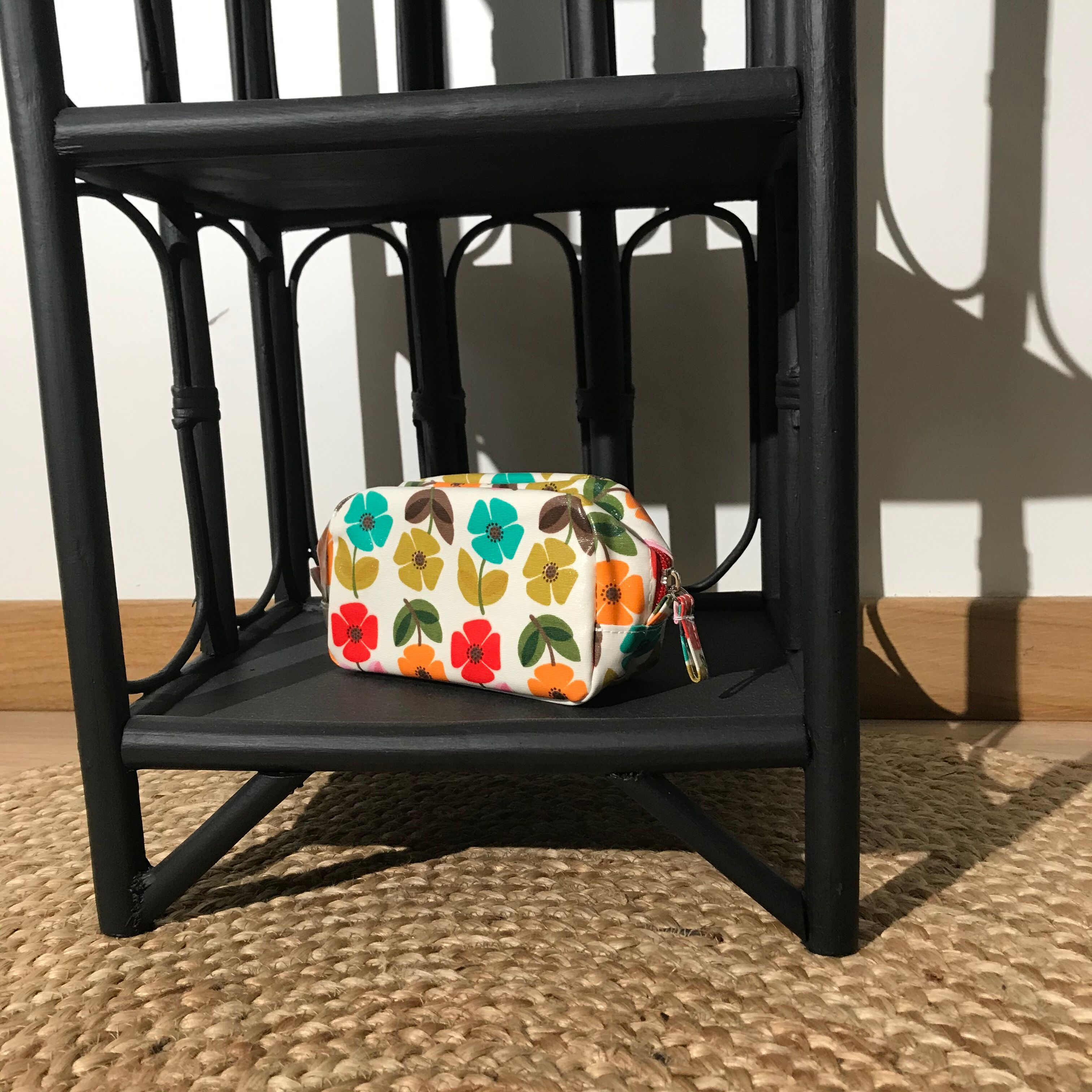 Rattan shelf, sofa end, vintage bedside table