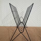 Vintage black metal wire magazine holder