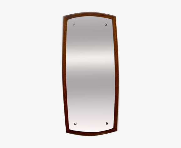Vintage rectangular teak wall mirror 79x36cm
