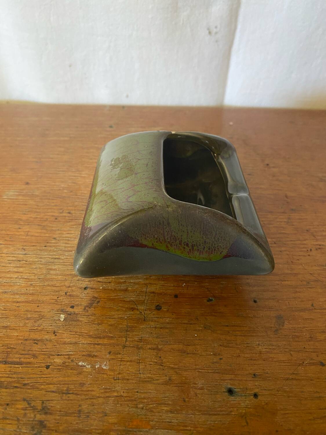 Antique Ashtray MARISA Green Ceramic Made In Italy Vintage #C659