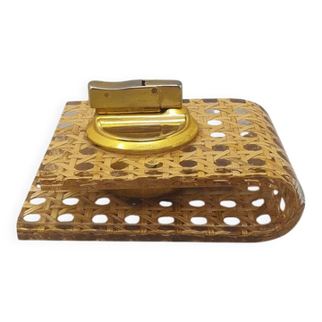 1970s Stunning Smoking Set in Vienna Straw By Geolel. Made in Italy