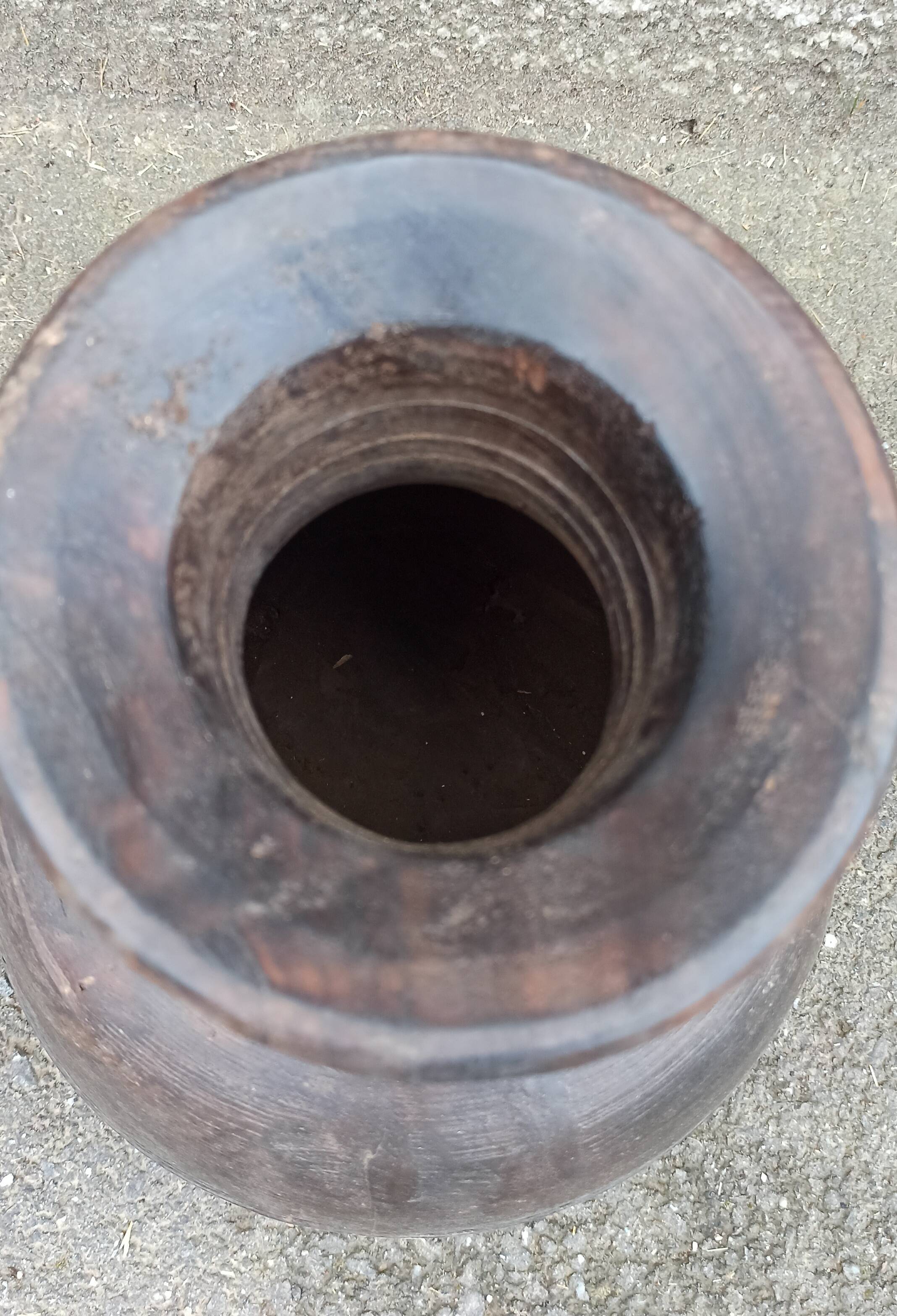 Small old wooden pot