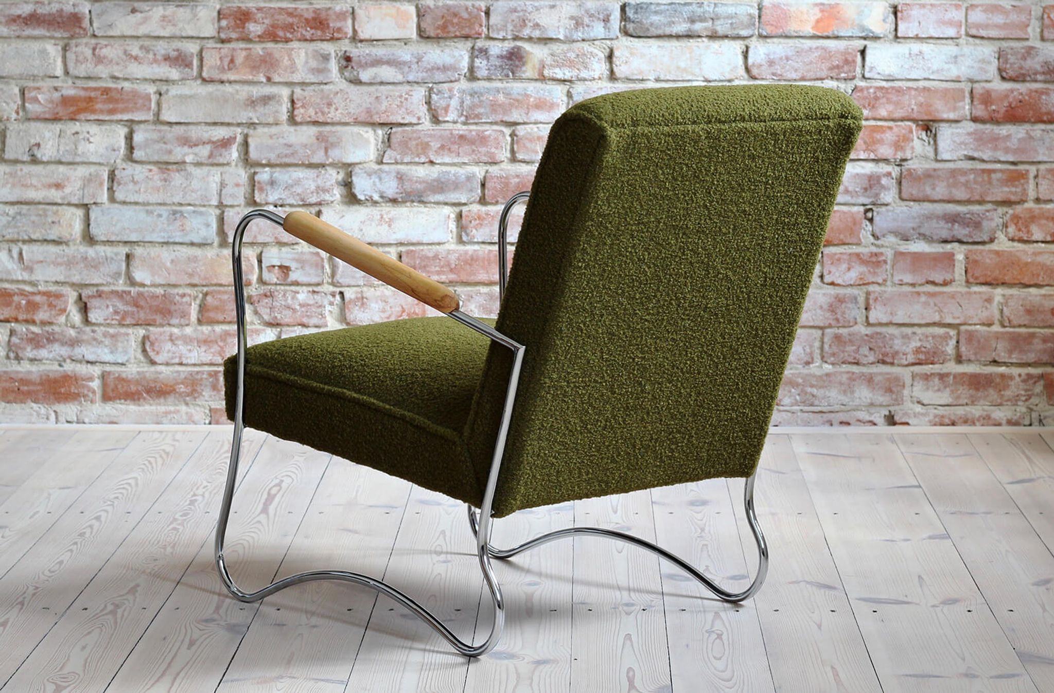 Bauhaus style armchairs, 1950s, polish design, kvadrat reupholstery, set of 2