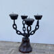 Brutalist iron and wood chain candle holder from the 1970s