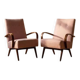 Restored bentwood armchairs by Jaroslav Šmídek, pair, Czechoslovakia, new pink upholstery, 61 × 82 × 81 cm