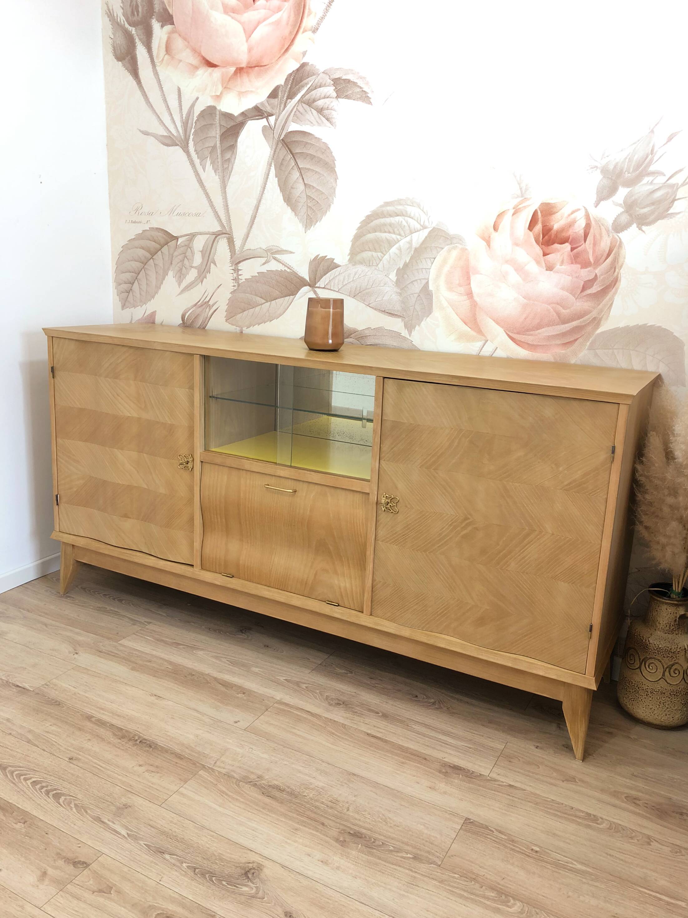 1960s sideboard with beautiful chevron marquetry