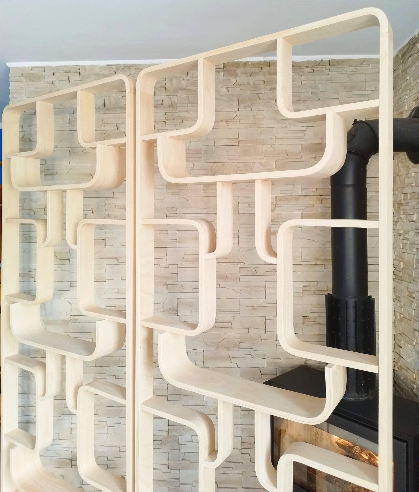 Mid-Century Czech Wall or Room Divider by Ludvik Volak for Drevopodnik Holesov, 1960s, Set of 2