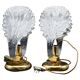 Set of 2 Murano glass "swan shape" table lamps with transparent leaves