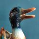 Pichet vintage français en forme de canard, Saint Clément, barbotine