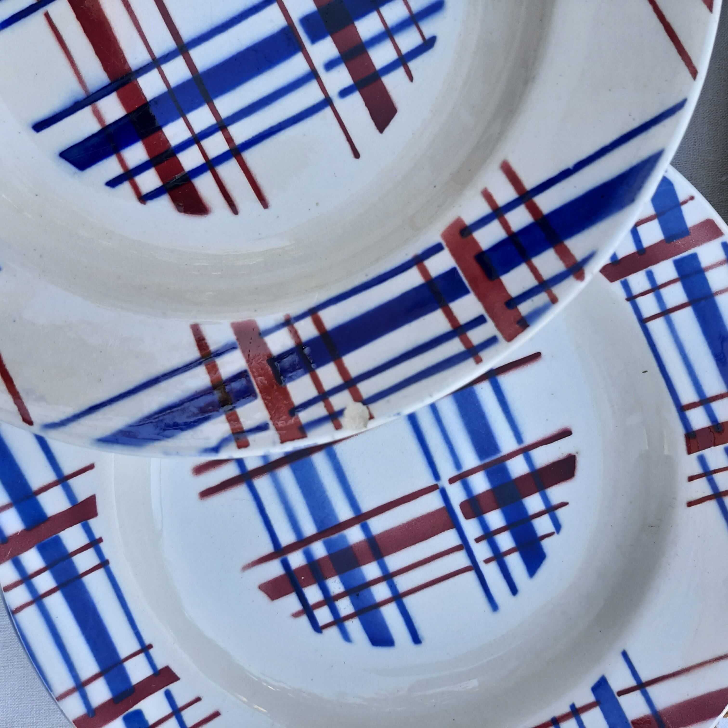 6 vintage grid plates St Amand