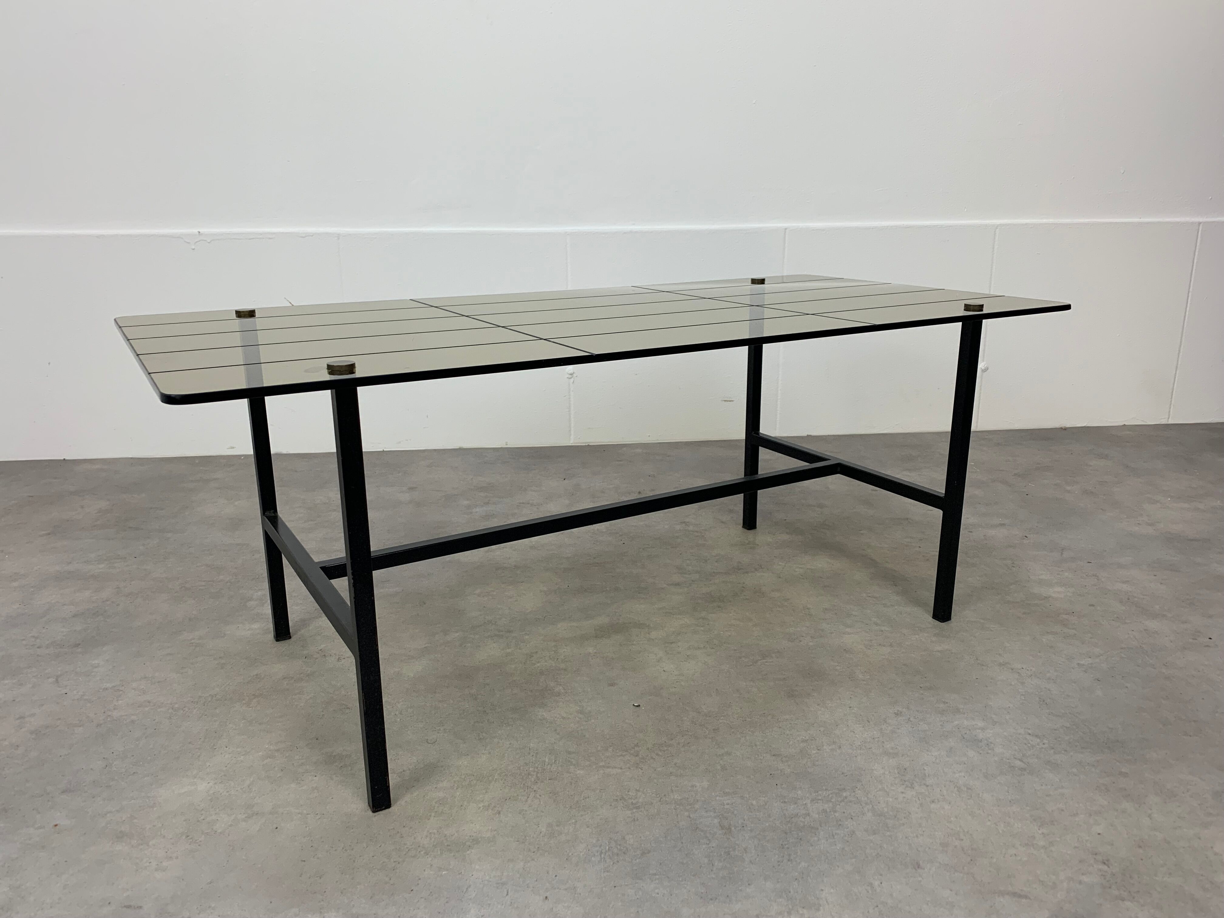 Coffee table metal and glass, 50s