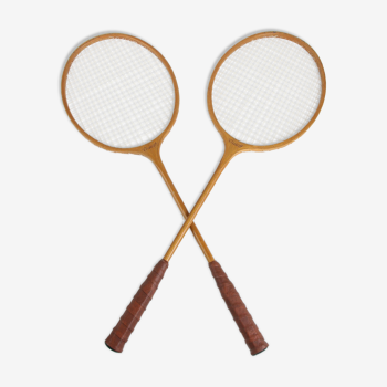 Vintage Wooden DDR Badminton Rackets, set of 2