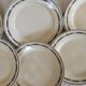 Set of 6 flat plates model Sofia Gien Terre de fer border flowery blue and fo d cream