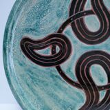 assiette plate terre cuite émaillée vintage signée