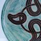 Vintage signed enamelled terracotta flat plate