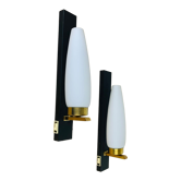 Pair of wall lamps Lunel/Arlus opaline 50s