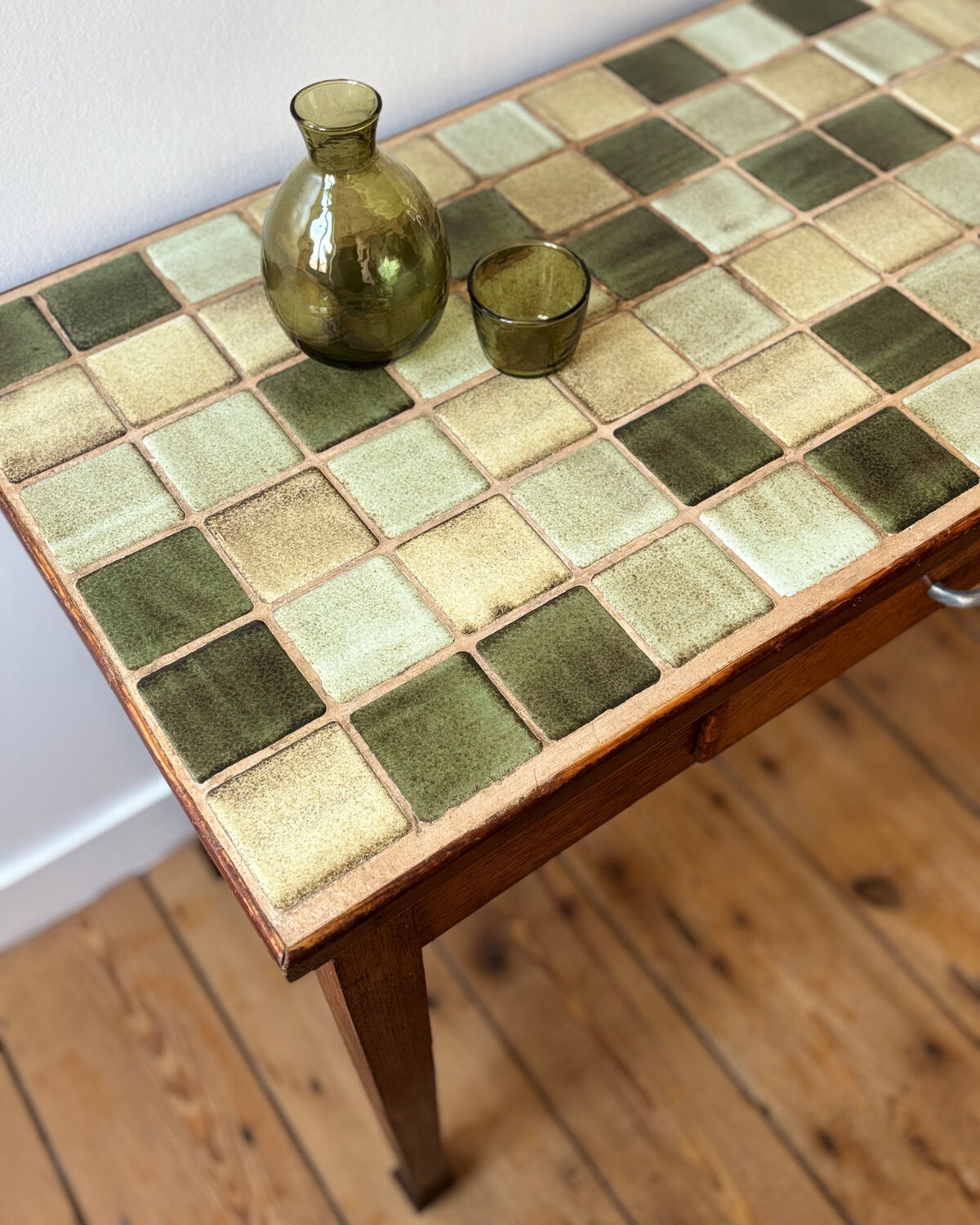Vintage wood and ceramic table