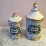 Set of two porcelain apothecary jars