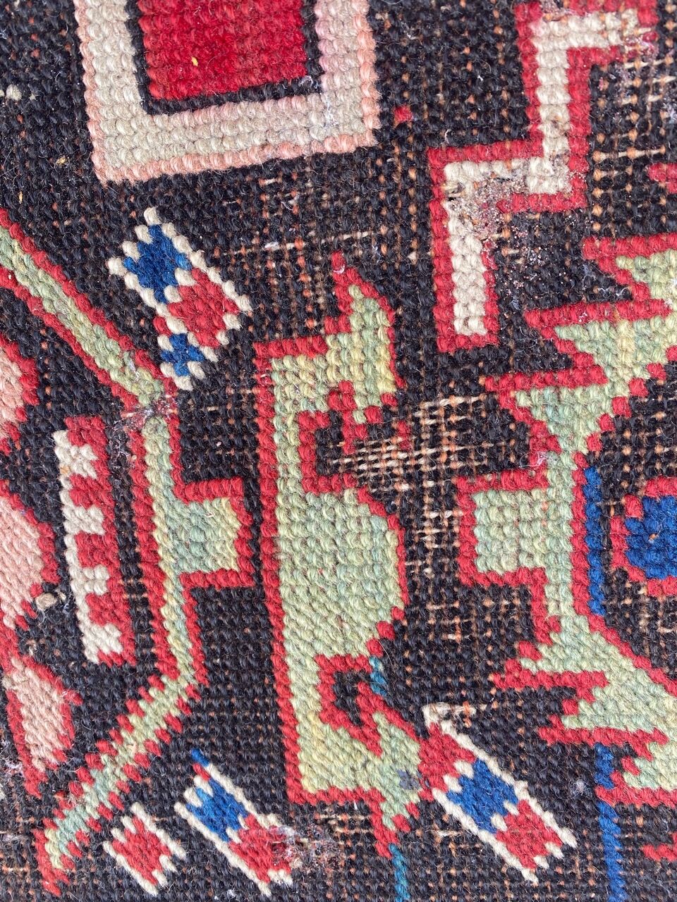 Ancient Caucasian carpet Karabakh handmade 115x270 cm