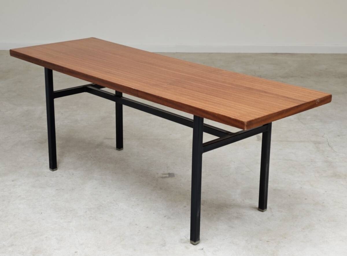 Metal and wood coffee table, former Czechoslovakia 1970