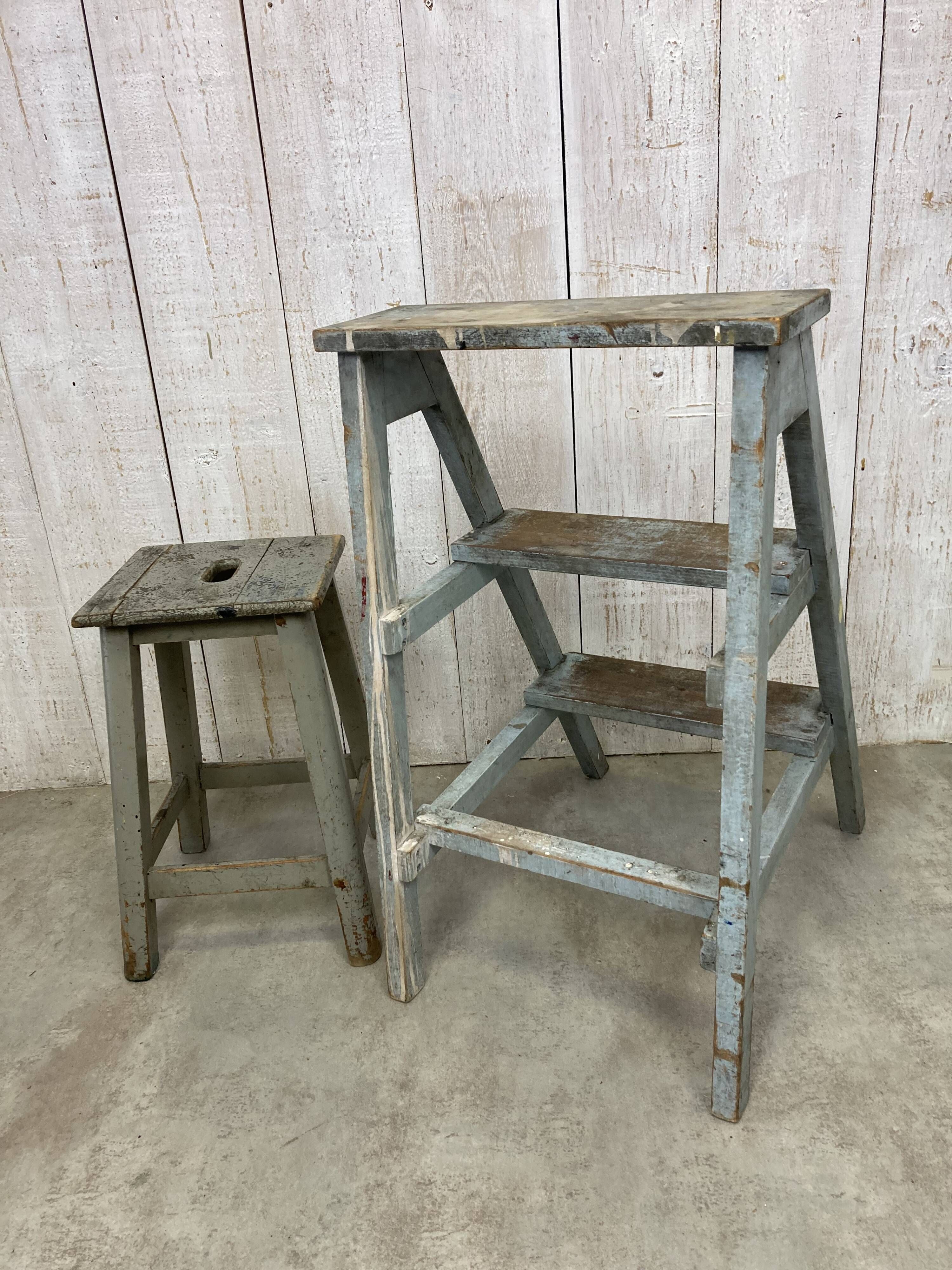 Stool and workshop step ladder set