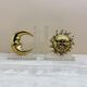 Vintage bookends sun and moon lucite and brass, 1970s