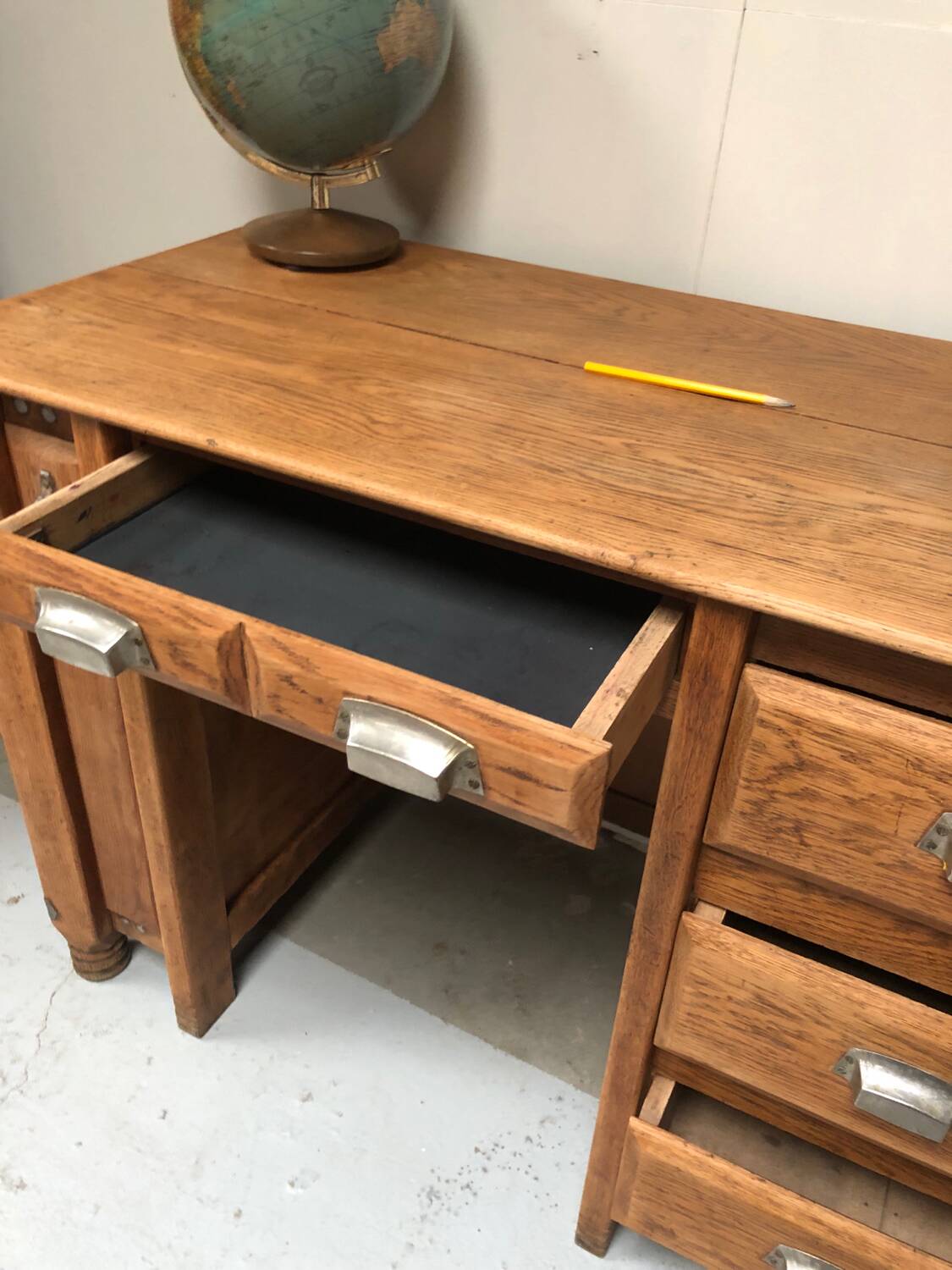 Old restored oak desk