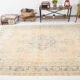 7x10 beige & navy blue vintage rug, 215x302cm