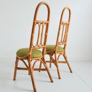 Pair of Italian high chairs in bamboo and rattan from the 1960s.