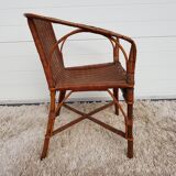 Vintage 50s osier and bamboo armchair