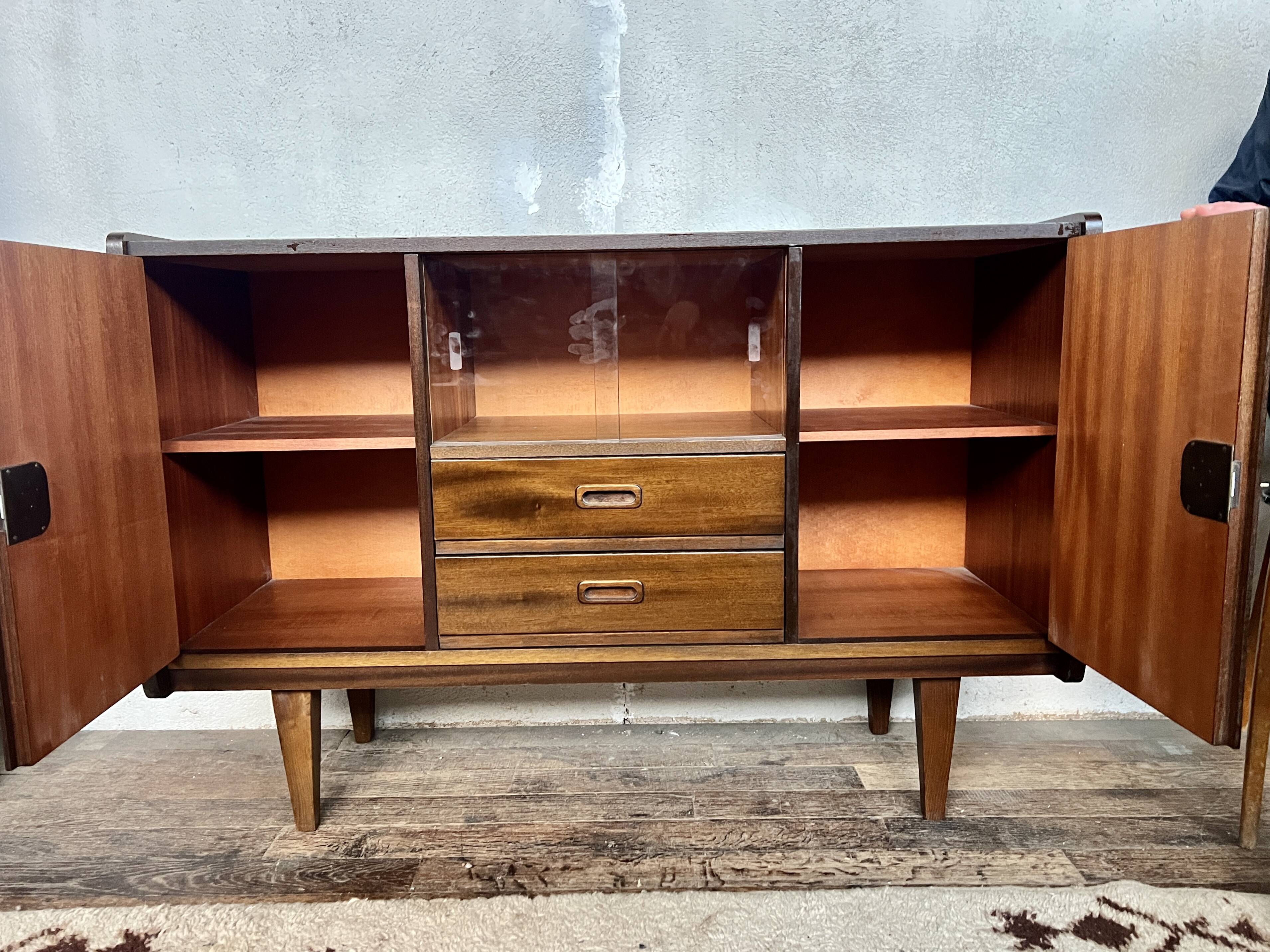 Enfilade / buffet vintage 1960 vitrée look scandinave