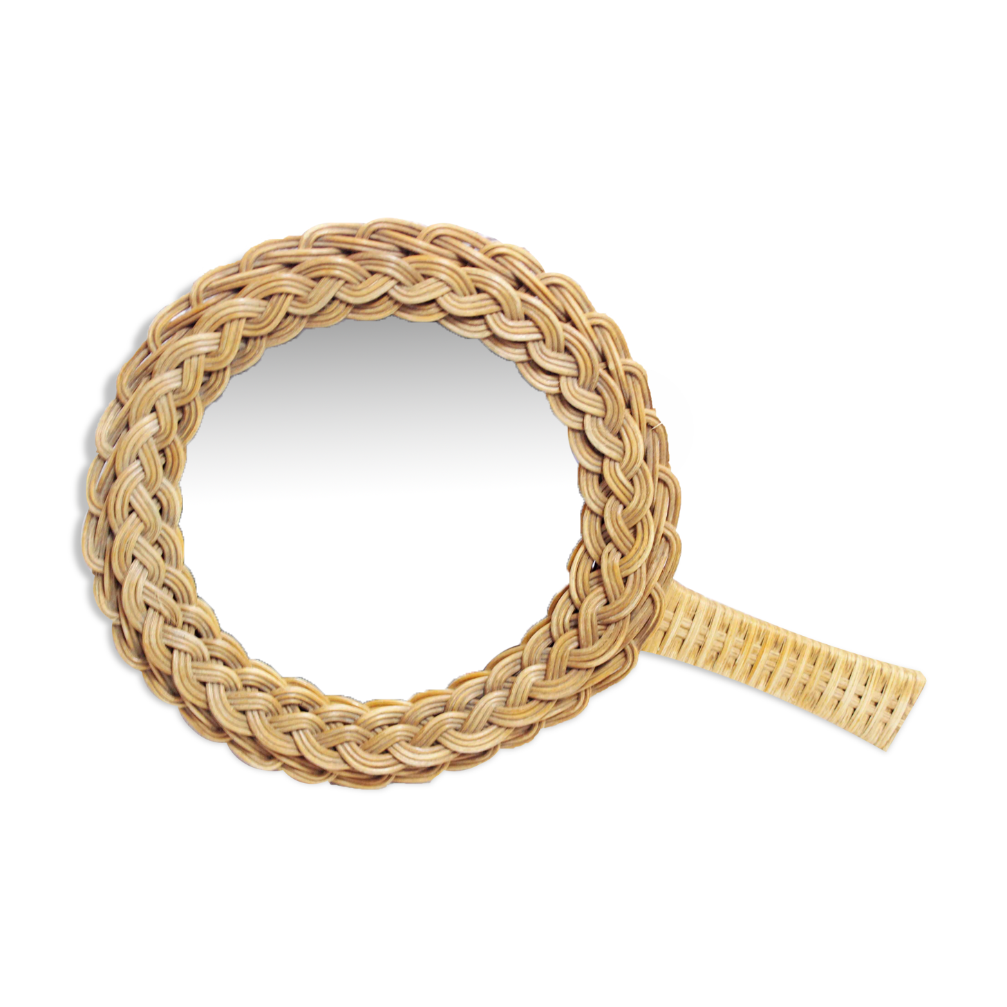 Wicker hand mirror