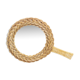 Wicker hand mirror