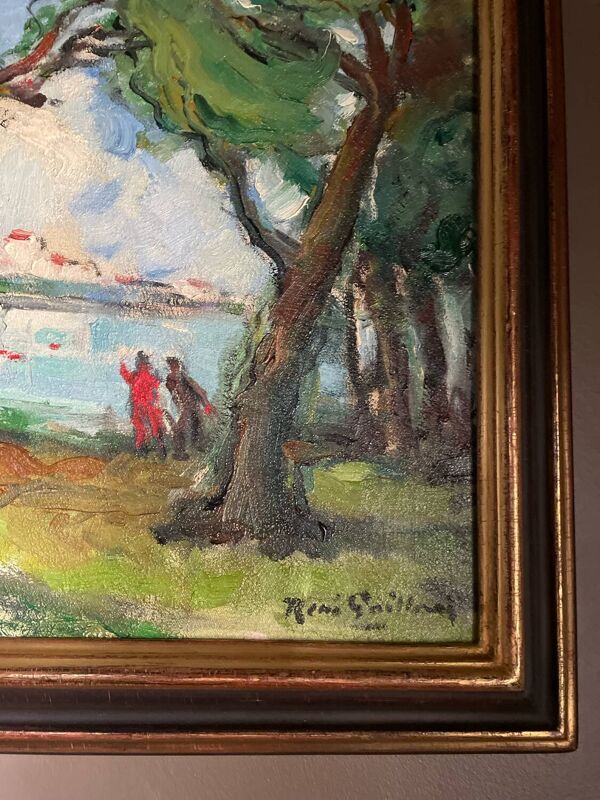 peinture à l'huile et au couteau sur toile montée sur châssis.Vintage
