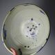 Large hand-turned stoneware salad bowl, signed, vintage from the 80s to 2000s.